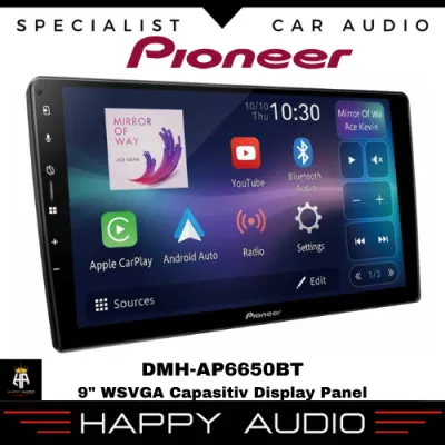 Head Unit 9 Inch PIONEER DMH-AP6650BT WSVGA Capasitiv Display Panel Wireless Apple CarPlay & Android Auto