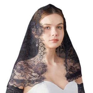 Mantilla Veil Lace Flower Spanish Headscarf Catholic Chapel Wrap Scarf for Religious Event Gathering Formal Occasion