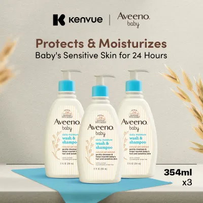 [Bundle of 3] Aveeno Baby Body Daily Moisturizing and Shampoo 354ml