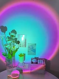 Đèn Ngủ Tai Thỏ Chiếu Hoàng Hôn 16 Màu RGB Điều Khiển Từ Xa Chỉnh Độ Sáng Trang Trí Phòng Ngủ