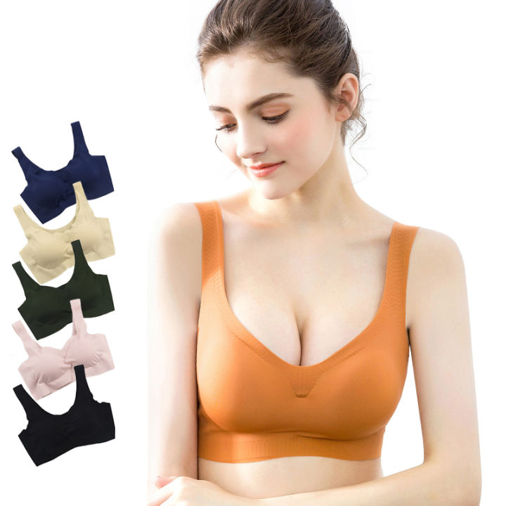 Nursing Bras Thin Cover Vest Strapless Bra for Womens Plus Size Orange XL 