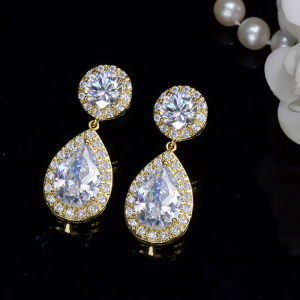SEQUITO High Grade Women Wedding Ear Jewelry Rose Gold Plated Paved Sparkle AAA CZ Crystal Elegant Bride Water Drop Dangle Earrings for Party Dress Accessories SE671
