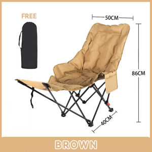 Camping Chair Portable Folding Moon Chair Lie Down Adjustable Chair Extra Cotton with Footrest Picnic Beach Outdoor Leisure Chair 露营椅