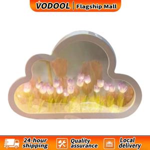 【Fast delivery】 Cloud Tulip Night Light DIY Kit for Handmade Mirror Flower Lamp Indoor Home Decor