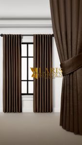 Korden Pintu Kamar Minimalis Ellegan Murah Bahan Blackout Model Smokering Polos Warna Coklat Muda