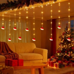 4M 96LED Christmas lights Curtain Light with 16Haning lcicle Light outdoor Fairy String Lights Christmas Decoration