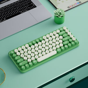 BOW K508 Colorful 2.4G Cute USB Wireless Keyboard Ergonomic 85 Keys Round keycap for Laptop Desktop【Battery Version】
