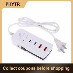 【PHYTR】 66W PD Fast Charging Wall USB Chargers USB Hub Adapter 4 Ports USB Type C EU Plug Extension Type C Cable Socket Outlet