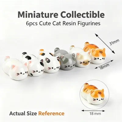 9 Pcs Mini Cute Cat Bean Figurines DIY Micro Landscape Decor Accessories Small Resin Desktop Ornaments Home Tabletop Craft Decoration Kids Creative Gift