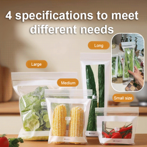 Household Food Grade Sealed Fresh Frozen Refrigerated Double Ribbed Long Seal Bags 长条加厚双筋保鲜密封袋