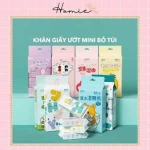 SET 8 gói Khăn giấy ướt mini khăn ướt mini không mùi họa tiết dễ thương bỏ túi nhỏ gọn tiện lợi_KU