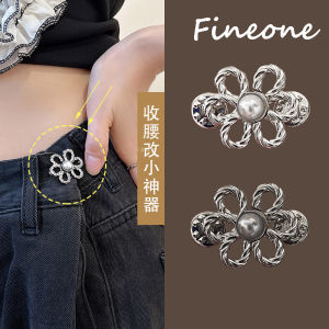 Tighten Waist Buckle Alloy Brooches Pins Clip Pearl Flower Adjustable Snap Button Jeans Buttons Detachable Clothing Accessories