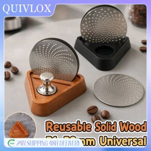 Espresso Portafilter Stand Solid Wood Coffee Accessory Rack Filter Holder Puck Screen Storage Countertop Organizer 51 58mm