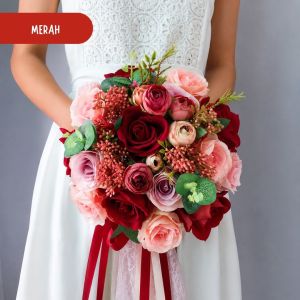 Buket Bunga Pengantin Artificial Premium - Hand Bouquet Wedding Bunga Palsu A017