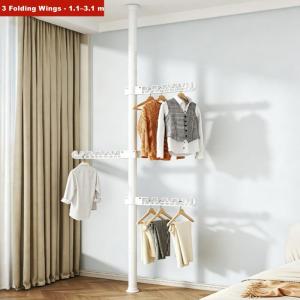 Floor-Standing Clothes Floor To Ceiling Adjustable Drying Pole Indoor Floor balcony bedroom drying hanger