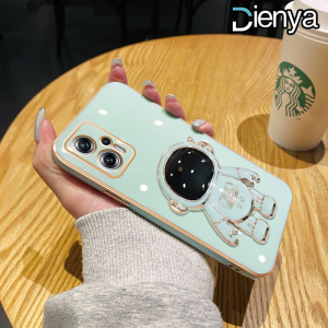 DIENYA Casing Ponsel untuk OPPO Reno 8 5G Reno 7 4G F21 Pro F21s Pro Reno 8T 5G A1 Pro 5G Case pola astronot dudukan hp Softcase desain baru Plating lipat Casing lensa kamera Kesing