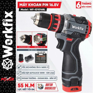 Máy khoan pin WORKFIX WF-ID1613PK Động Cơ Lõi Đồng Lực siết 70Nm Đầu Kẹp 13mm Autolock Khoá Trục