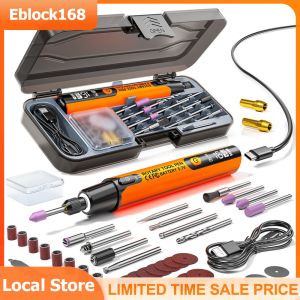 Portable Rechargeable Engraving Pen with LED Digital Display 6-Speed Rotary Tool Kit for Car DIY Sanding and Polishing Tasks