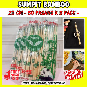 Sumpit isi 3 pack / Sumpit Bambu anti patah / Sumpit bambu anti jamur / Sumpit Bambu HIGIENIS isi 50 pasang WINGS KUAT/ BERSIH / ANTI JAMUR / IMPORT / KERING kualitas PREMIUM