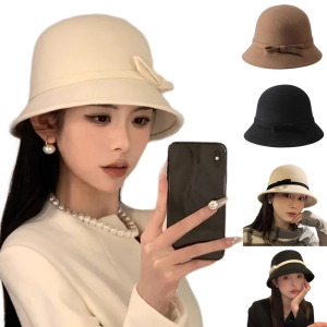 Elegant Black Bowknot Sun Hat Breathable Cloche Hat Vacation Holiday Decors Lady Hat Western Audrey Style