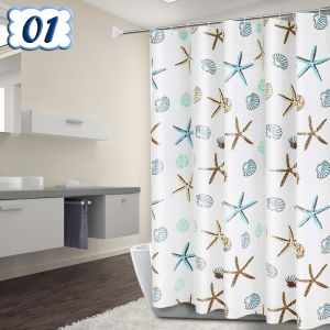 🐚 ม่านห้องน้ำ De1 ลาย 05 ม่านพลาสติก ทำกันน้ำ กันเชื้อและผ้า ขนาด 180x180cm มีห่วงตะขอ 100% คุณภาพ