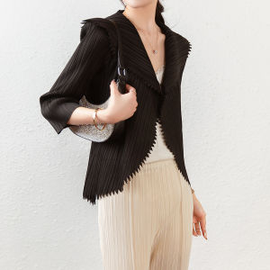 Sunya 1.Miyake pleated spring and autumn new niche design coat womens casual all-match cardigan top X256