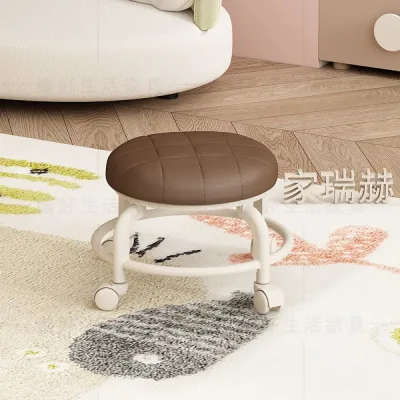 Ghế Đôn Tròn Có Bánh Xe Xoay 360 Độ - Đệm Da PU Dày 8cm Chống Nước Khung Nhựa PP Chịu Lực 90kg Ghế Bệt Đa Năng Cho Phòng Khách 🔥goya147🔥