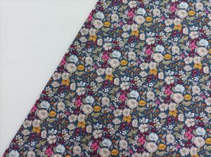 Charlie fabric ผ้าคอตตอนลายดอกพื้นสีน้ำเงิน ลายคมชัด สีสดสวยคุณภาพดีใส่สบายมีของส่งไวผ้าลายน่ารักผ้าหลาผ้ามัสลิน