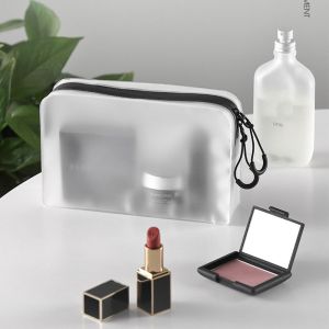 BAIXL Travel Casual Personality Wash Pouch Zipper Female Bath Storage Makeup Organizer Transparent Cosmetic Bag Matte Makeup Case Storage Bag Soft Film Bag