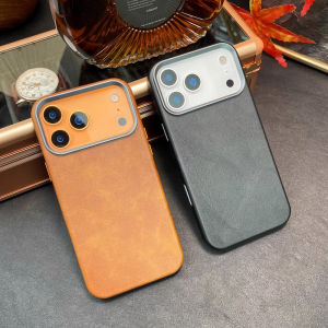 Intelligent AI Button Retro Leather Case for iPhone 17 Pro Max Magnetic Metal Lens Protection Pu Original Soft Back Cover Coque
