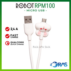Kabel Data Charger Micro USB 2.4A 12W Fast Charging dengan Pelindung Cable Bite Robot RPM100