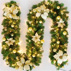[SG In STOCK]2.7M 5 Colors Christmas Decorations Garland Decoration Rattan Lights Wreath Decorated Mantel Fireplace Stai