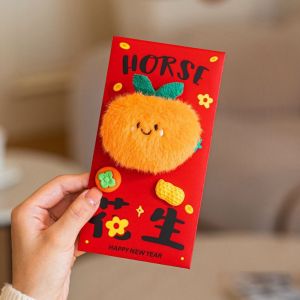 AODDO Chinese Style Lucky Red Envelopes Plush Embroidery Chinese Red Envelope Good Lucky Year Blessing Year Red Packets Chinese Year