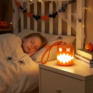OOC Multicolor Halloween Pumpkin Nightlight Color-Changing LED Lightweight Pumpkin Decor Lamp Novelty Compact Pull-On Cord Switch Nightlight Halloween Party