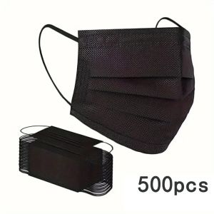 100-1000pcs Black 3-Layer Mask Comfortable Elastic Ear Loops Dust-Proof Outdoor Daily Essential Mask