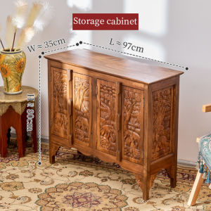 ตู้เอกสารบานเปิดสูงตก แต่งด้วยไม้เนื้อแข็งแกะสลักด้วยมือช้างตู้ล็อคเกอร์ห้องอาหารในบ้าน 4 ประตู