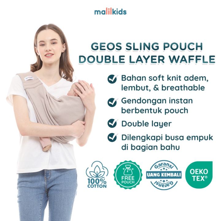 Malilkids Gendongan Bayi Geos Sling Pouch Waffle Knit Double Layer