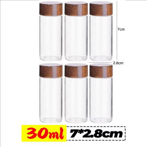 10/20/30ml Portable Mini Glass Bottles Transparent DIY Storage Container Tube Spice Jars Glass Vials with Wood Lid