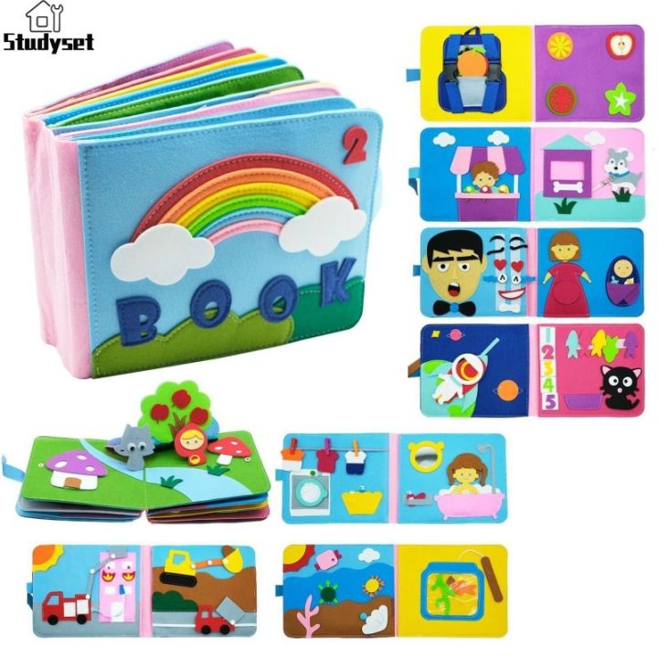 Studyset IN stock Baby Busy Book Colorful Rainbow DIY Book Sensory ...