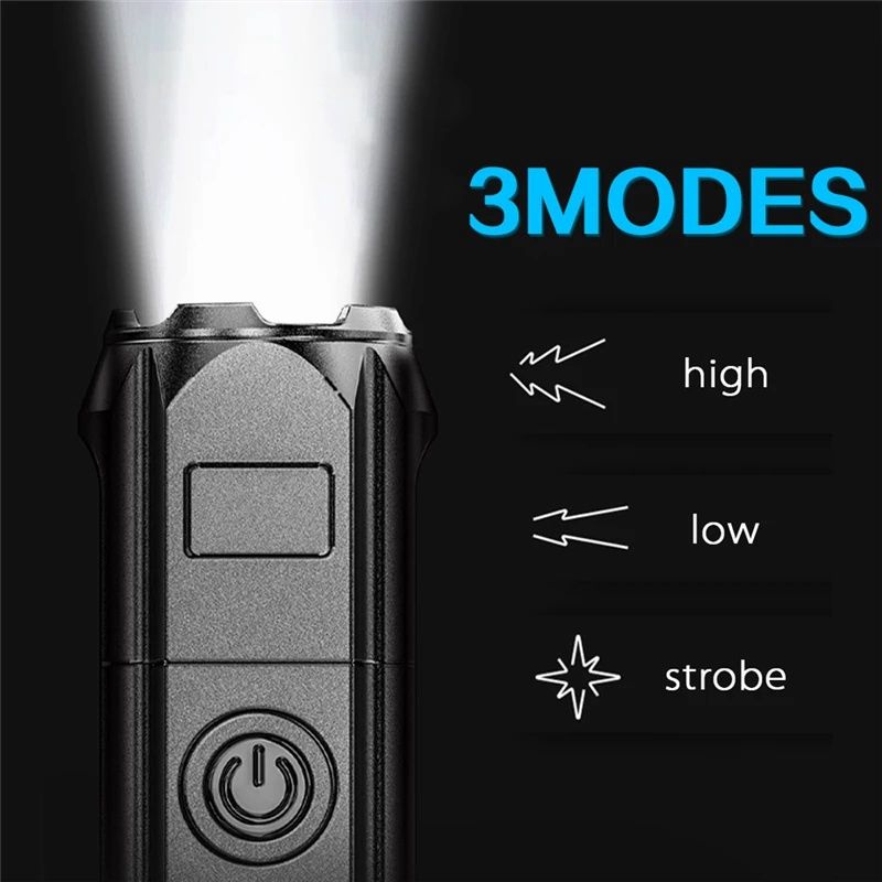 Highlight Zoom Tactical LED Flashlight, Strong Light 3 Modes Waterproof Rechargeable Torch For Outdoor
_voghion.com