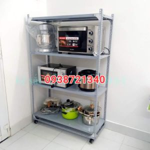 KỆ SẮT V LỖ 4 TẦNG ( CÓ BÁNH XE) RỘNG 40CM X DÀI TỪ 60CM ĐẾN 15M X CAO NHIỀU KÍCH THƯỚC
