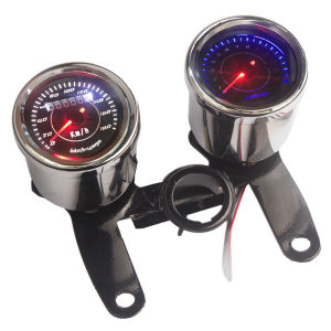 Cải Trang CG125 Cụm đồng hồ retro xe máy với đồng hồ tốc độ analog đồng hồ đo vòng tua máy điện tử đồng hồ đo quãng đường và màn hình hiển thị số dặm.