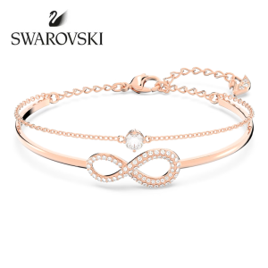 SWAROVSKI Luxury Infinity สร้อยข้อมือเพชรทองคุกกุหลาบ สร้อยข้อมือแฟชั่นสตรีเงินสเตอร์ลิง S925