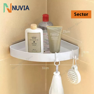 Nuvia Minimalist White Shower Shelf Wall Mounted Bathroom Kitchen Organizer Storage Rack