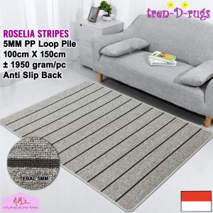 Tren-D-rugs Karpet stripes lines garis lantai ruang tamu tidur permadani bulu minimalis anti slip murah 100 cm x 150 cm - NMs