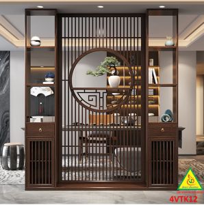 Vách ngăn phòng khách vách ngăn tủ kệ bằng gỗ 4VTK12- Nội thất lắp ráp Viendong adv