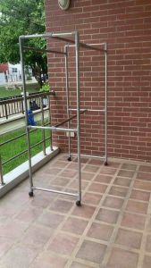 KANTAREEYA ราวสนาม ราวตากผ้าแสตนเลส 4 เส้น แบบมีล้อเลื่อนขนาดใหญ่ กระบองยาว 1 เมตร กว้าง 50 x ยาว 100 x สูง 150 cm. รุ่น KT-ST4100