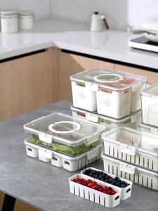 ภาชนะเก็บตู้เย็น4ส่วนพร้อมฝาปิด-ทนทานมัลติฟังก์ชั่สดเก็บ D Rainer สำหรับผักและผลไม้เหมาะสำหรับบ้านตั้งแคมป์และอาหารเตรียมการจัดเก็บผัก