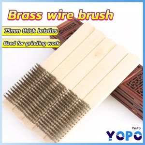 YoPo Wire Brushes Copper Plated Steel Brushes with Wood Handle 16 x 6 Lines Wire Scratch Brush