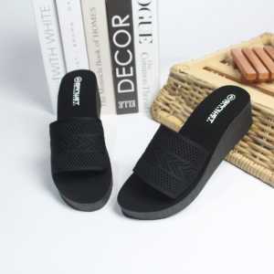 Arkn Sandal Wedges Import Kain Rajut Model Selop Kekinian Terbaru2024